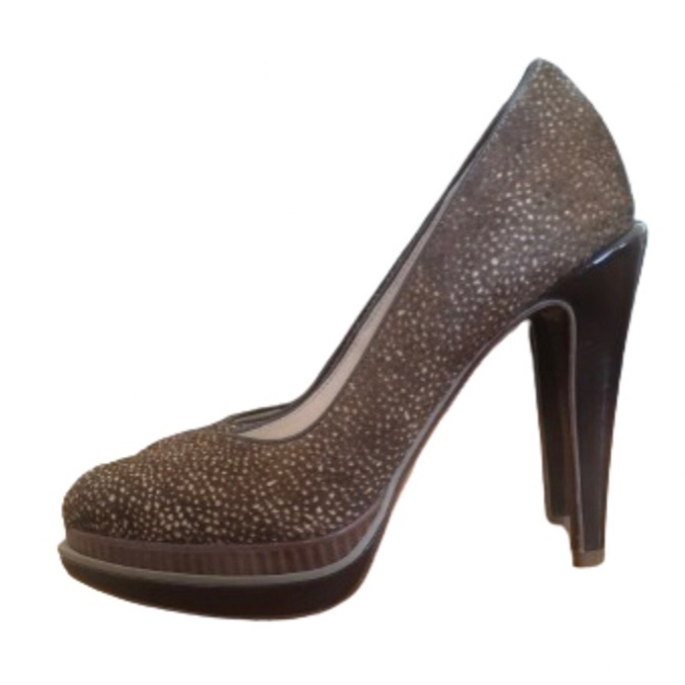 Cole Haan leoprd prnt pony hair dble platform 4.5” patent heels SZ 6.5 Mobwife - Picture 2 of 10